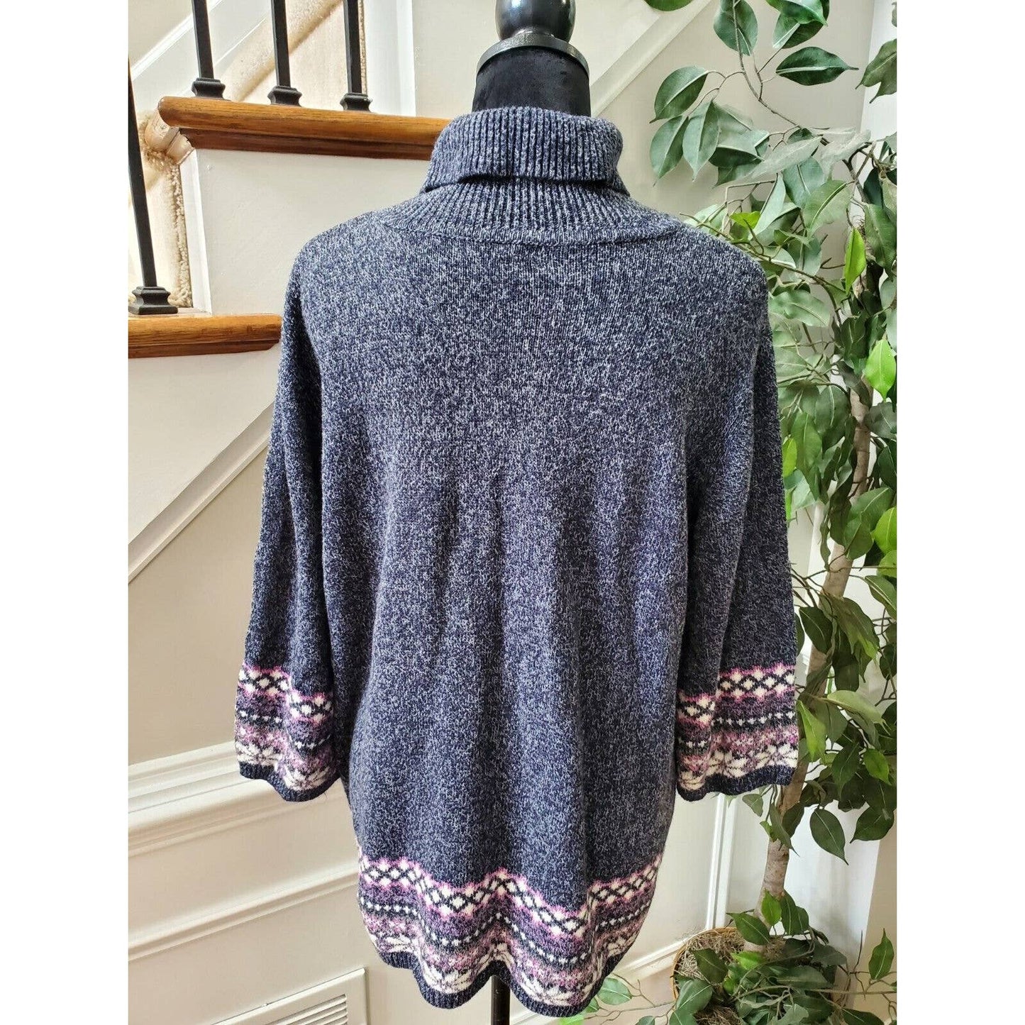 Dressbarn Women Gray Acrylic Turtle Neck Long Sleeve Pullover Sweater Size 18/20