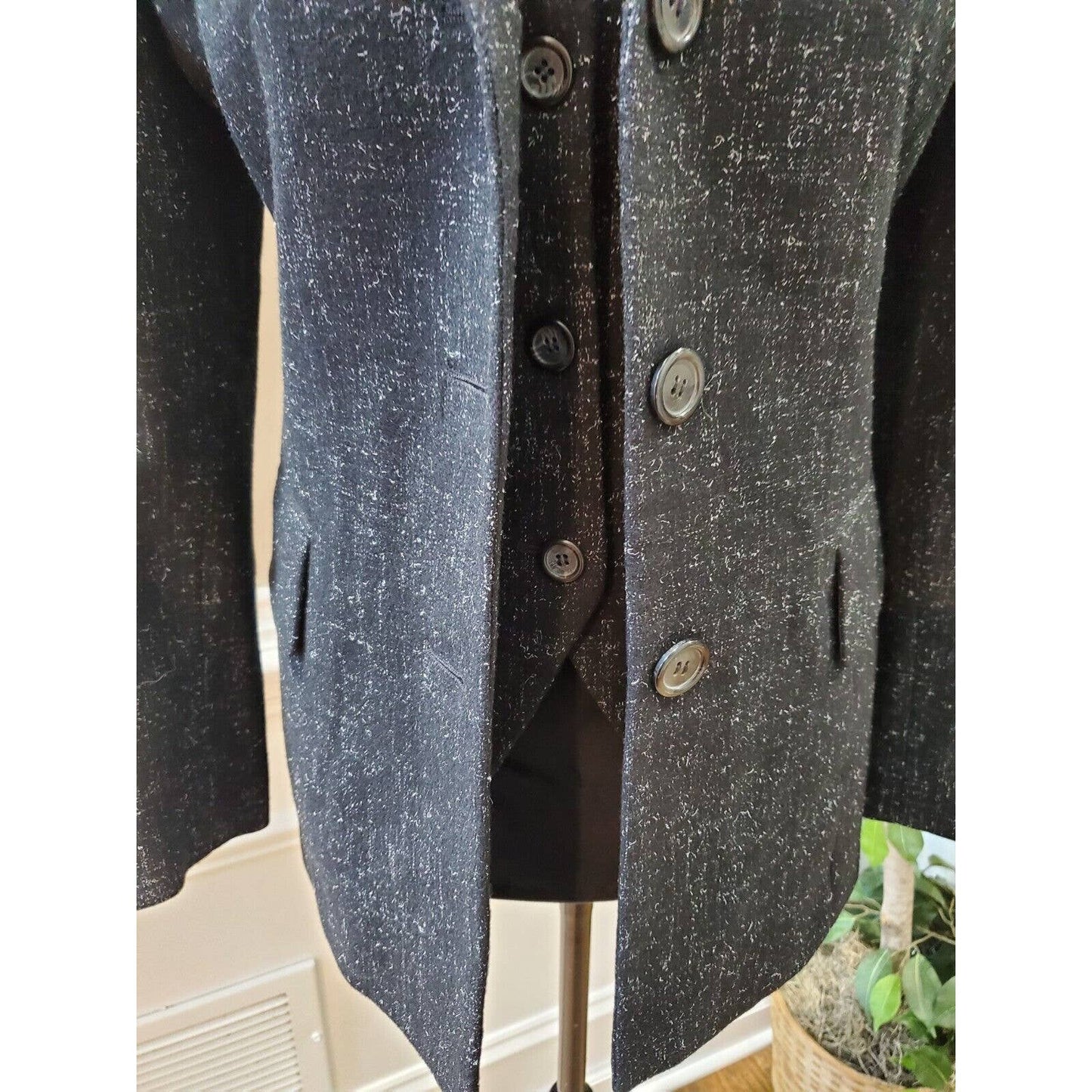 Women's Black Polyester Long Sleeve Single Breasted Fitted Vest & Blazer Medium