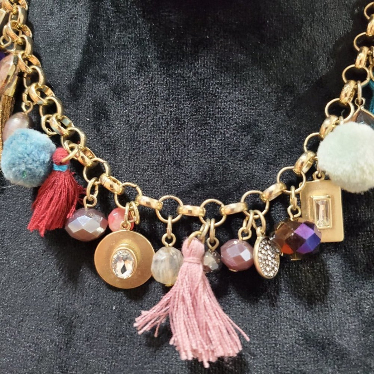 Womens Multi Pendants Coral Pearl Gold Plated Charm Statement Bohemian Necklace