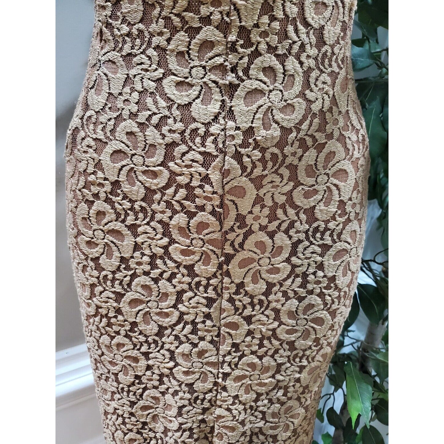Goodtime USA Brown Polyester Sweetheart Neck Short Sleeve Formal Maxi Dress S
