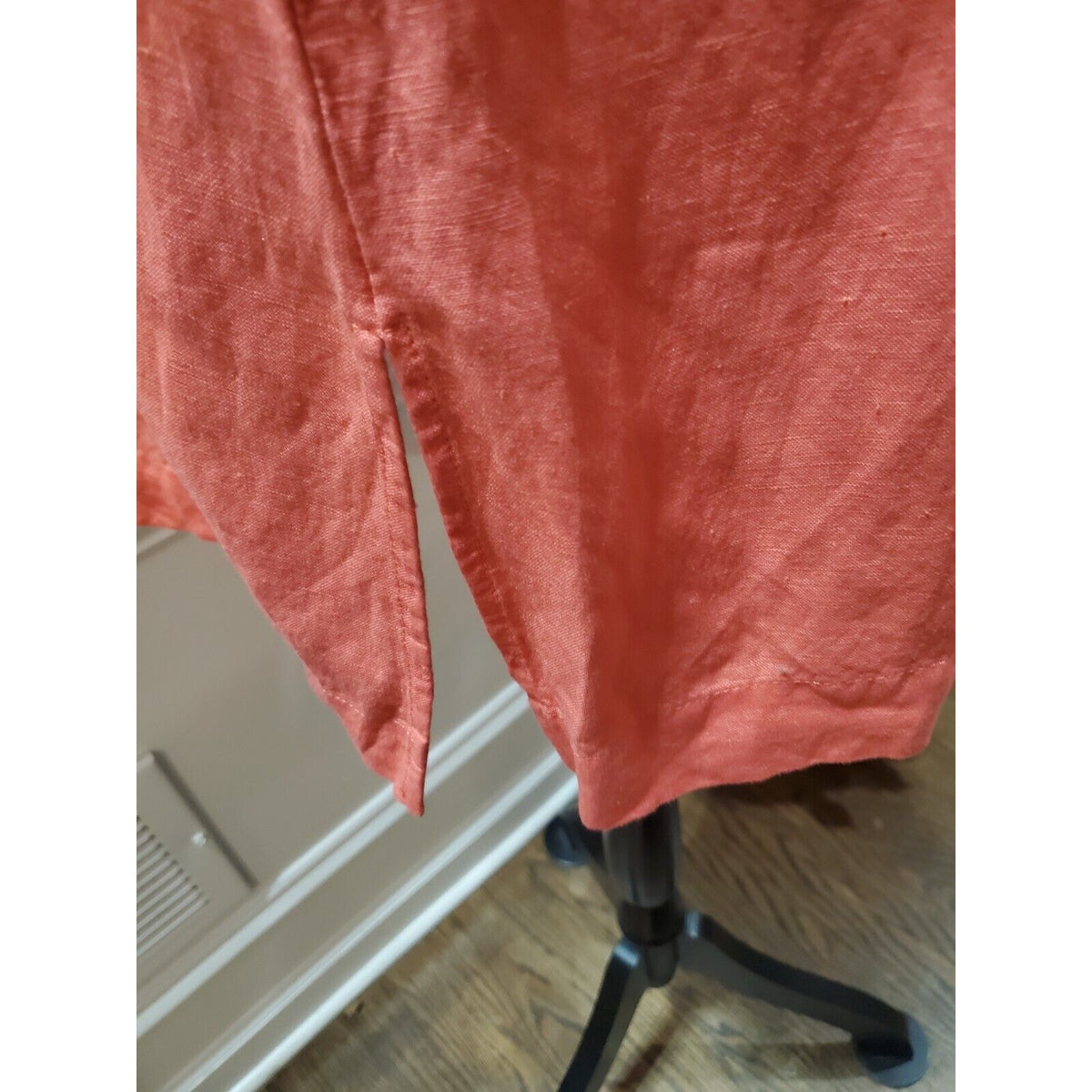 Premise Women's Peach Linen V-Neck Long Sleeve Casual Top Blouse Size X-Large