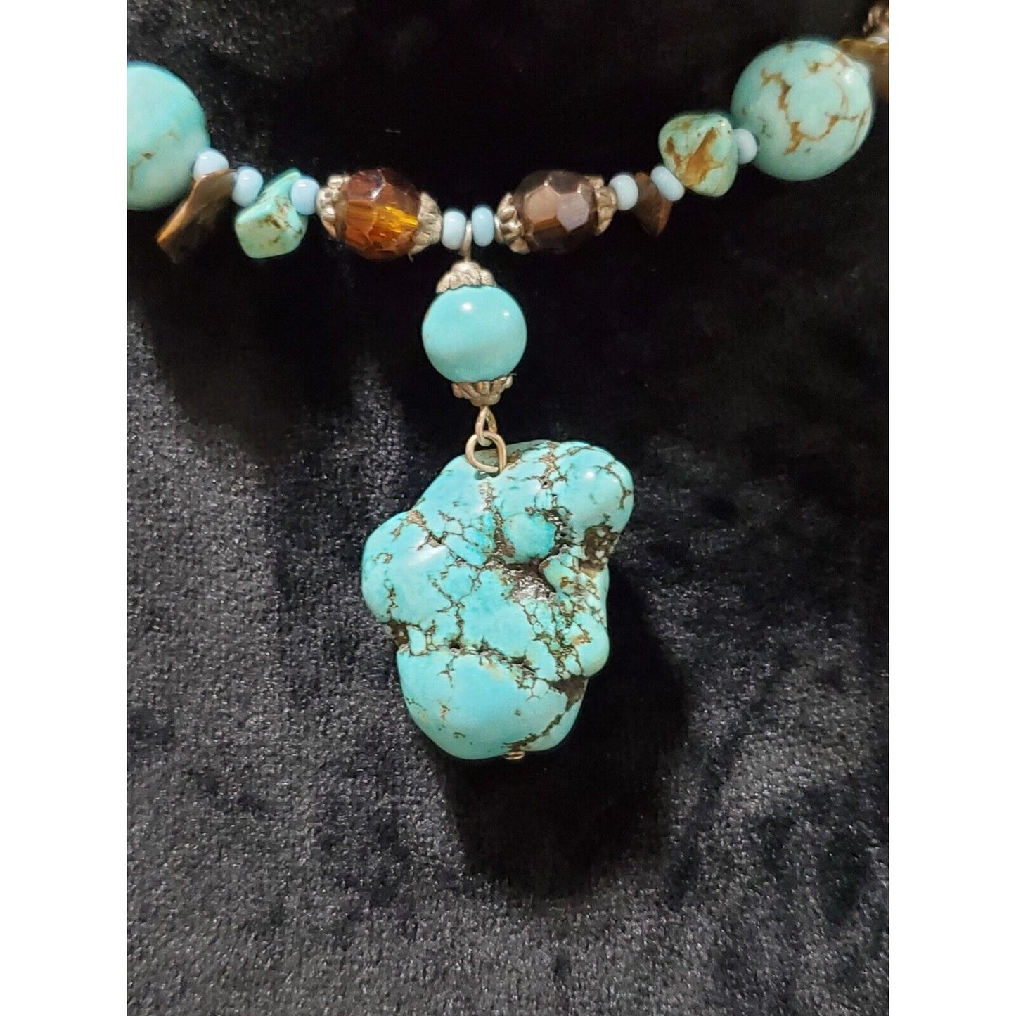 Women's Turquoise Stones Choker Stylish Fashion Drop Necklace