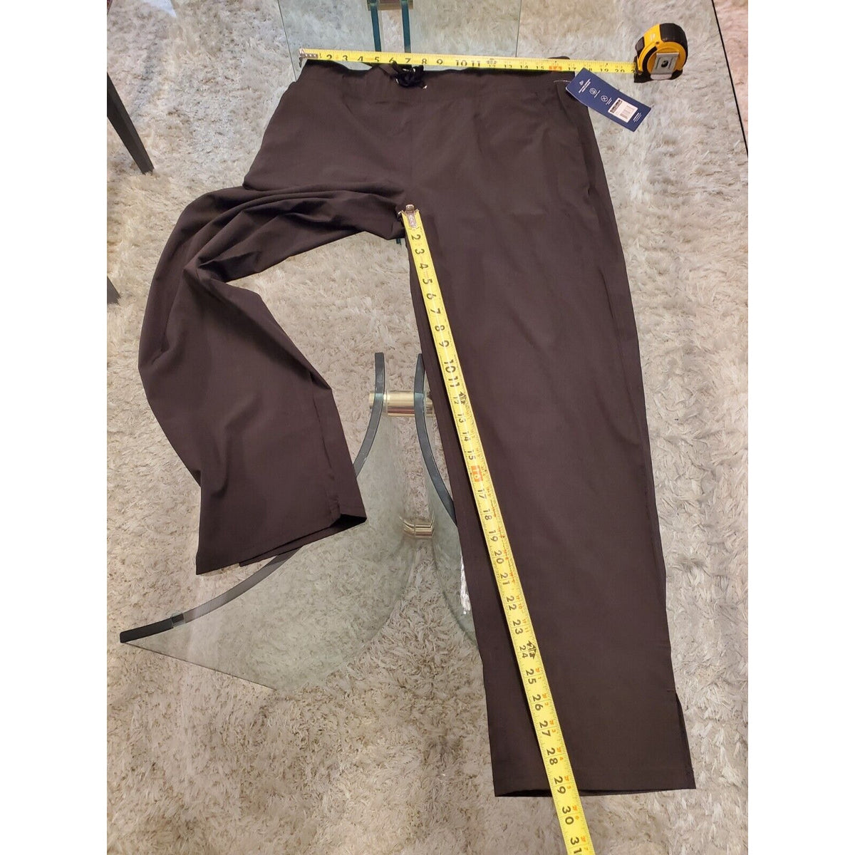 Marika Womens Black Polyester Flat Front Pull On Drawstring Yoga Pant Size XL