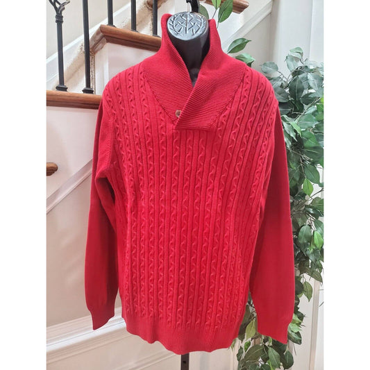Southern Pines Men's Red Cotton Raglan Sleeve Casual Pullover Sweater Size XL