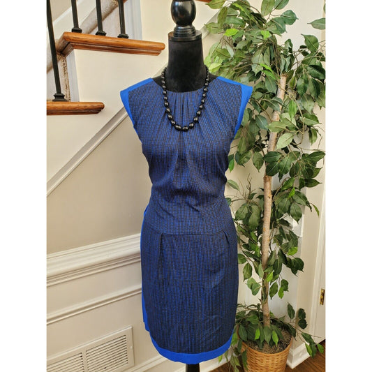 Joe Fresh Women's Blue 100% Polyester Sleeveless Round Neck Knee Length Dress XL