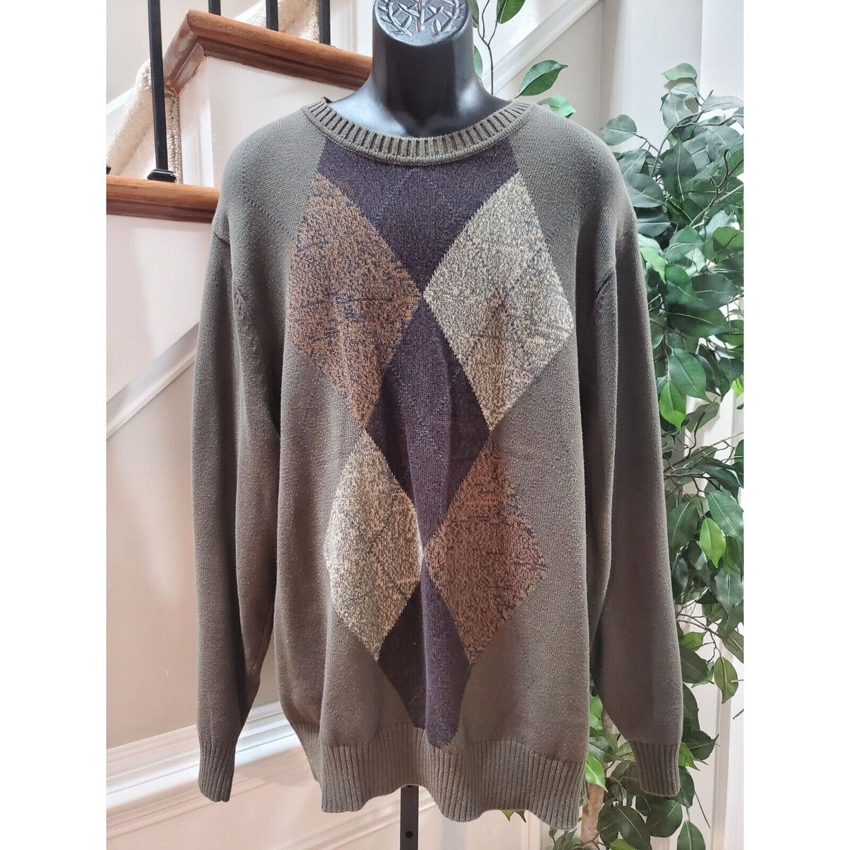 Dockers Men's Brown Cotton Long Sleeve Crew Neck Pullover Knit Sweater Size 2XL