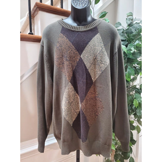Dockers Men's Brown Cotton Long Sleeve Crew Neck Pullover Knit Sweater Size 2XL