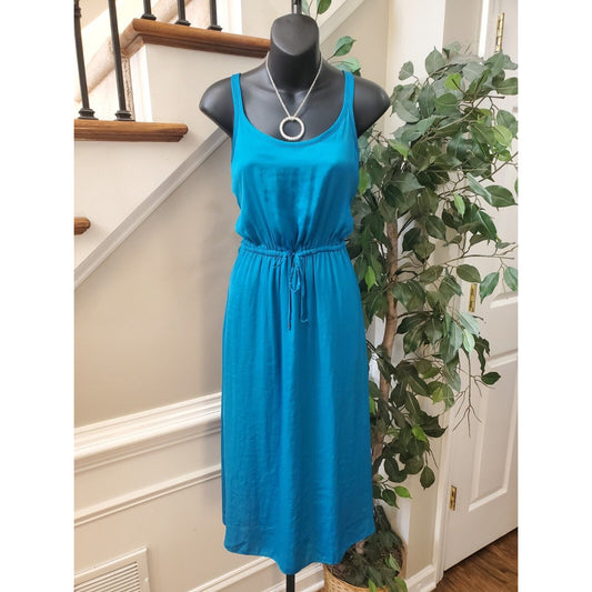 Athleta Easy Breezy Midi Blue 100% Polyester Sleeveless Knee Length Dress Small