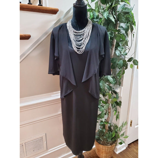 Another Thyme Women Black Solid Polyester Scoop Neck Half Sleeve Dress Size 2X