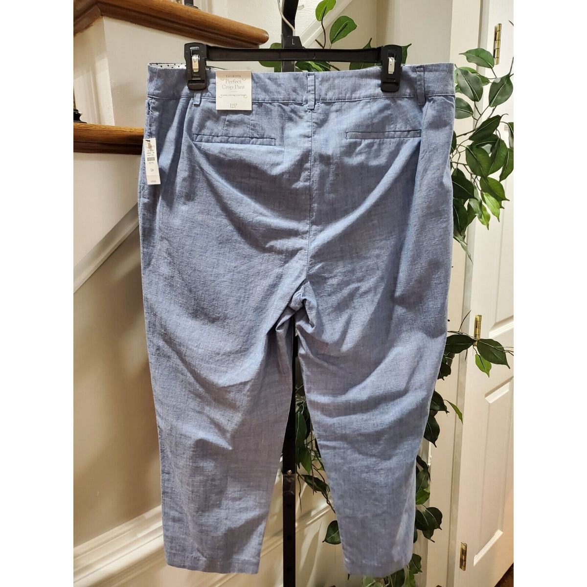 Talbots Womens Blue 100% Cotton Pockets Flat Front Straight Leg Pants Size 12P