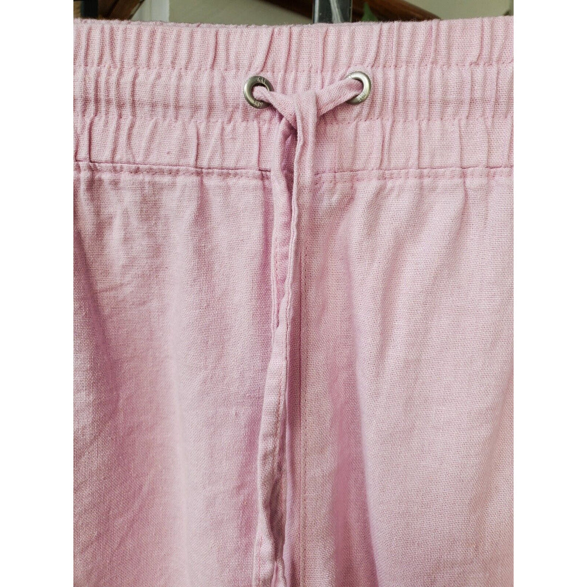 Gap Women Pink Solid Linen Mid Rise Pull On Comfort Waist Casual Shorts Size XL
