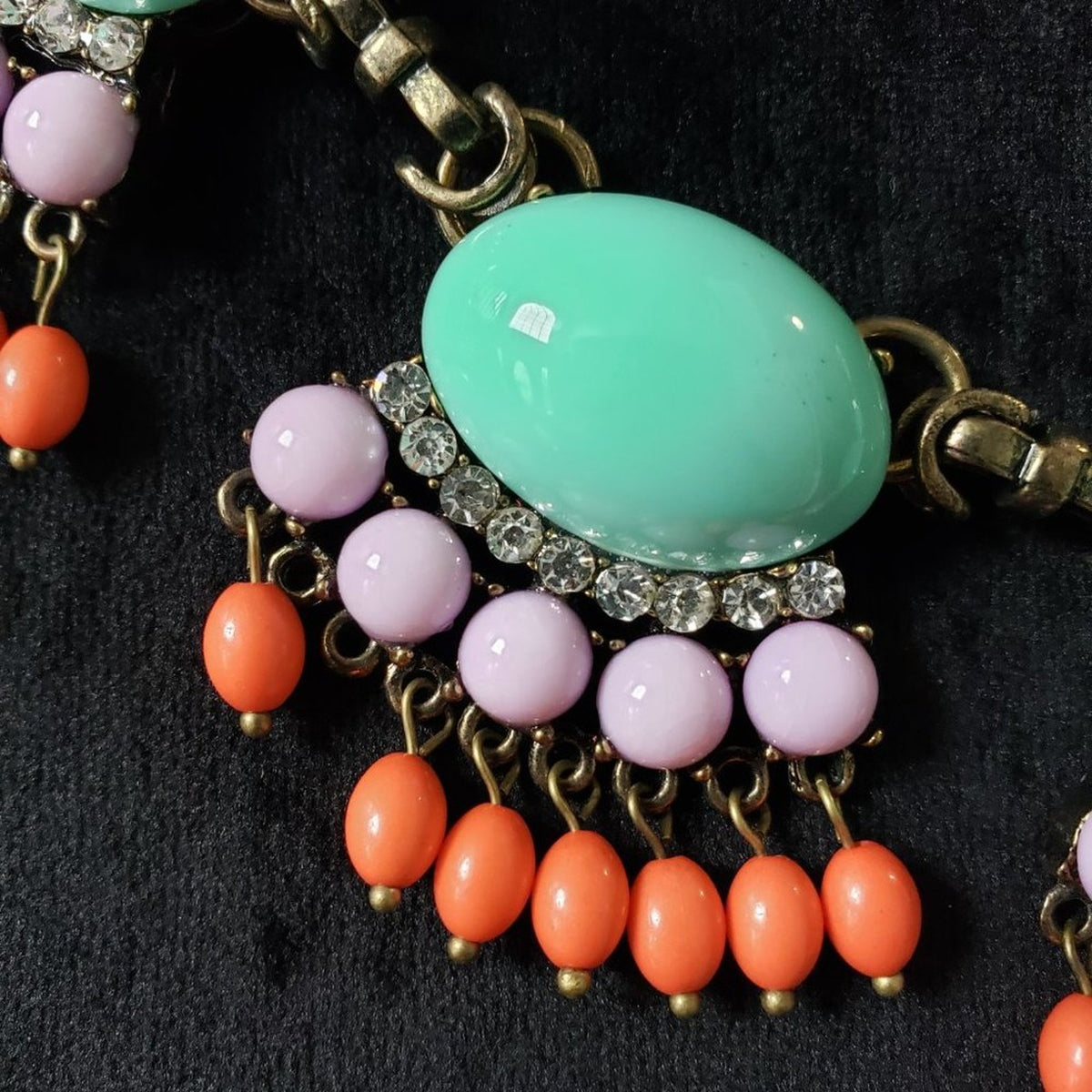 J.Crew Womens Bead & Fan Fringe Statement Fashion Jewelry Necklace