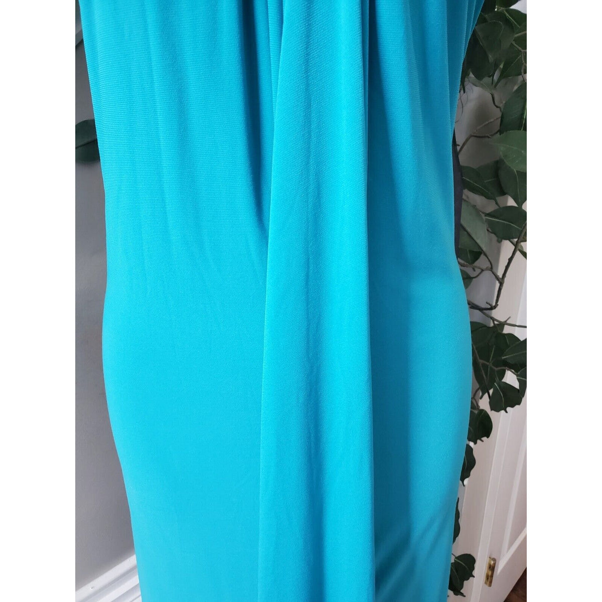 Betsy & Adam Womens Blue Polyester Halter Neck Sleeveless Long Maxi Dress Sz 14