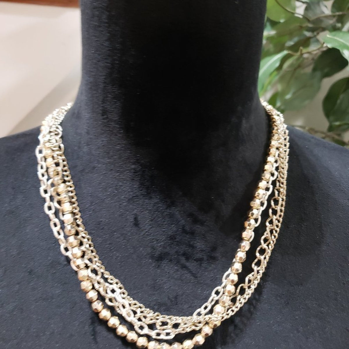 Steven Madden Womens Fashion Gold Tone Layered Beaded Necklace