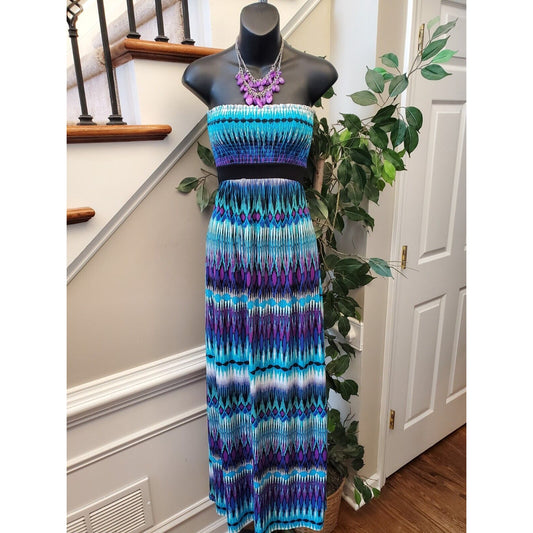 Body Central Womens Multicolor Polyester Off the Shoulder Long Maxi Dress Medium