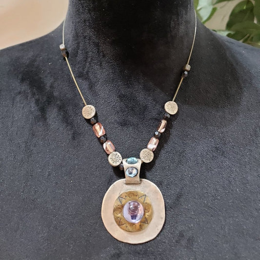 Womens Fashions Multicolor Round Sun and Sea Pendant Necklace with Lobster Clasp