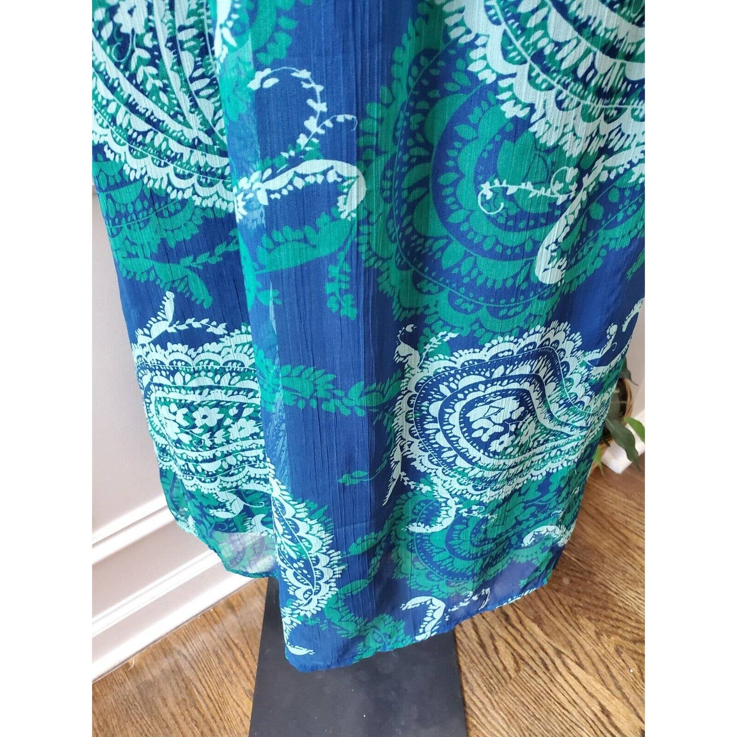Old Navy Women's Blue & Green Polyester Off The Shoulder Long Maxi Dress Size S