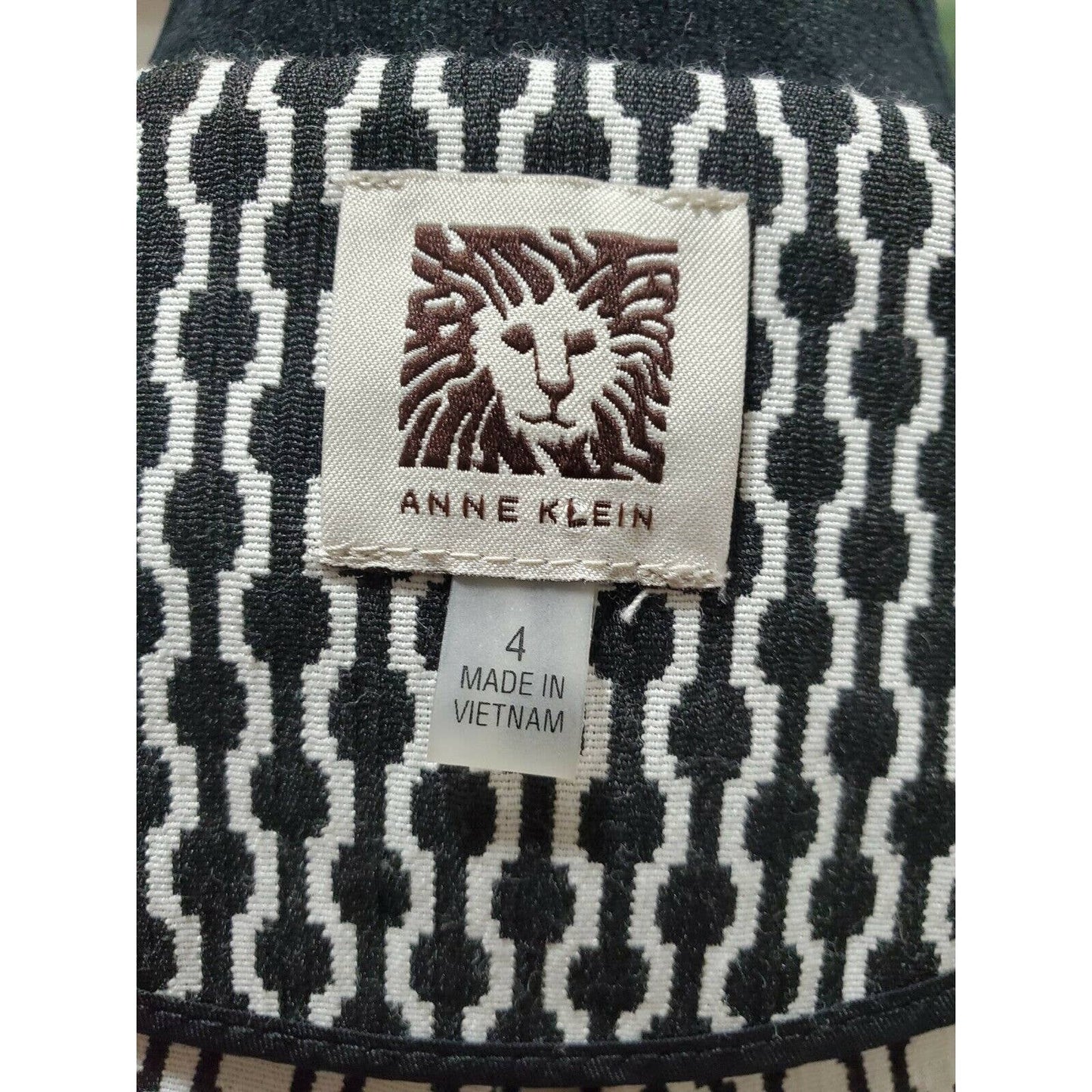 Anne Klein Women's Black & White Polyester Long Sleeve Open Front Blazer Size 4