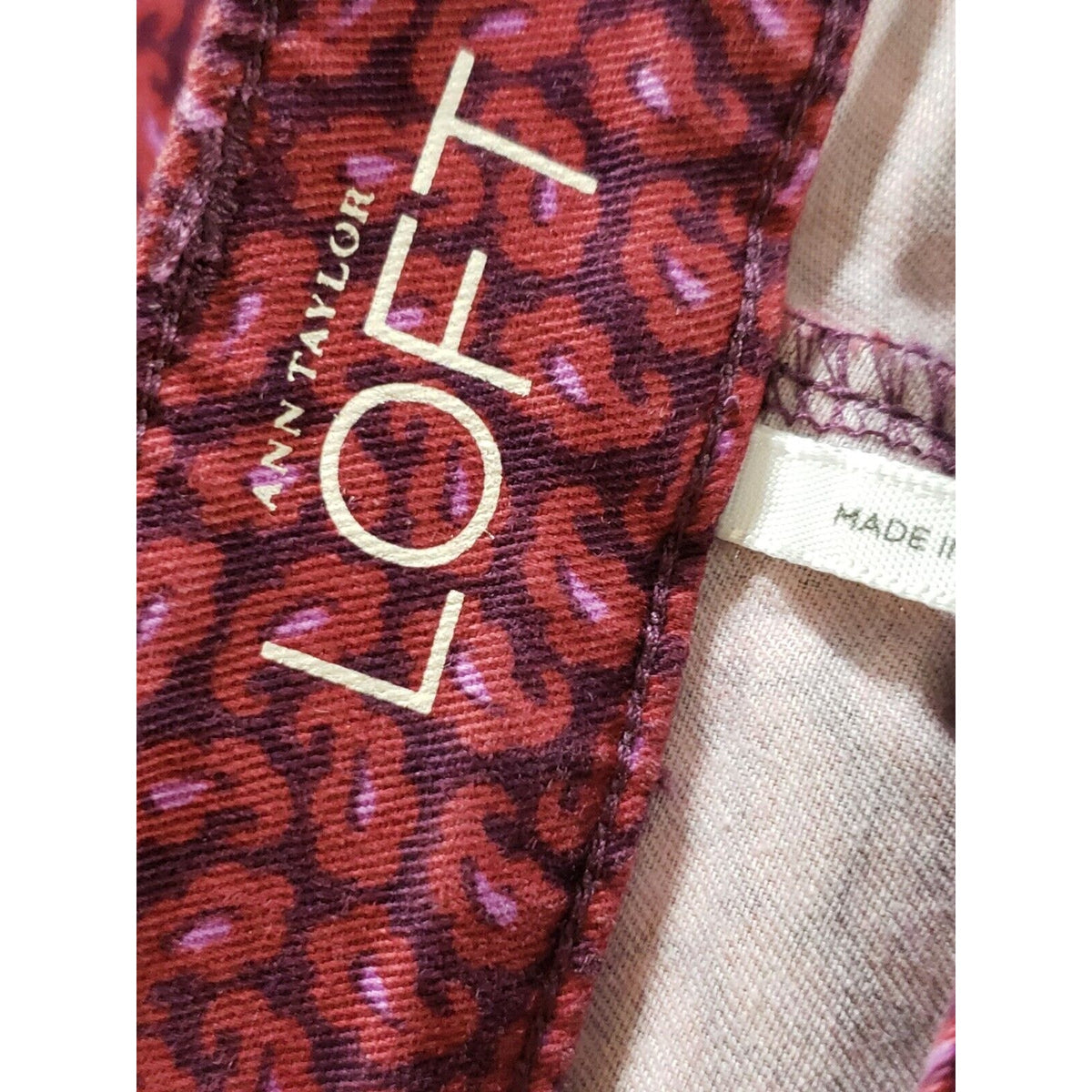 Ann Taylor LOFT Womens Red Paisley Cotton Modern Straight Casual Pants Size 29/8