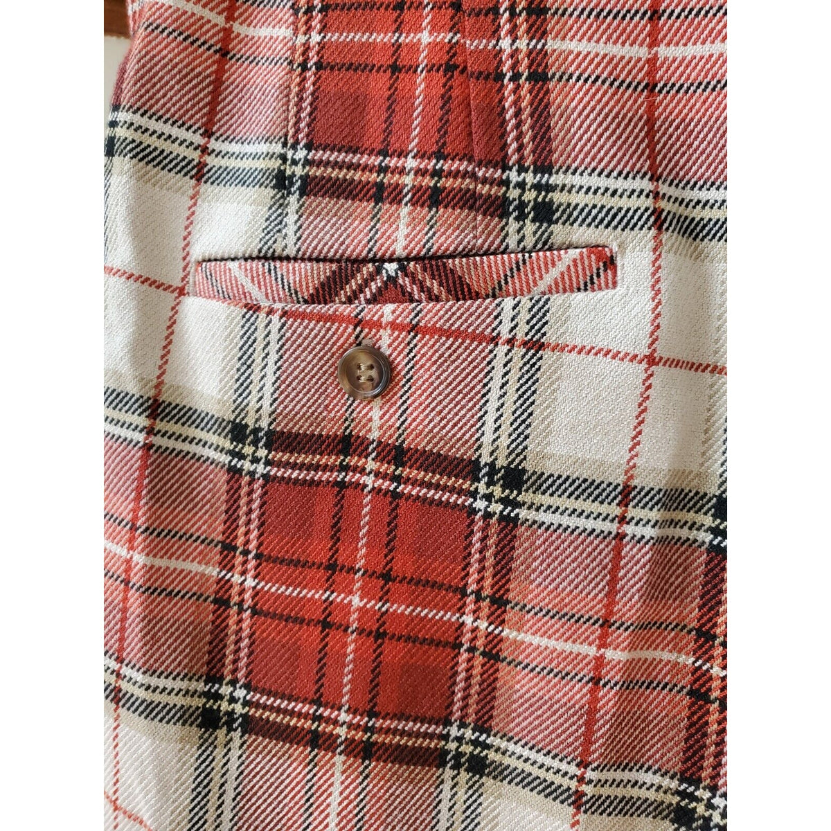 H&M Womens Red White Plaid Pockets Casual Outdoor Belt Loops Pants Size 10