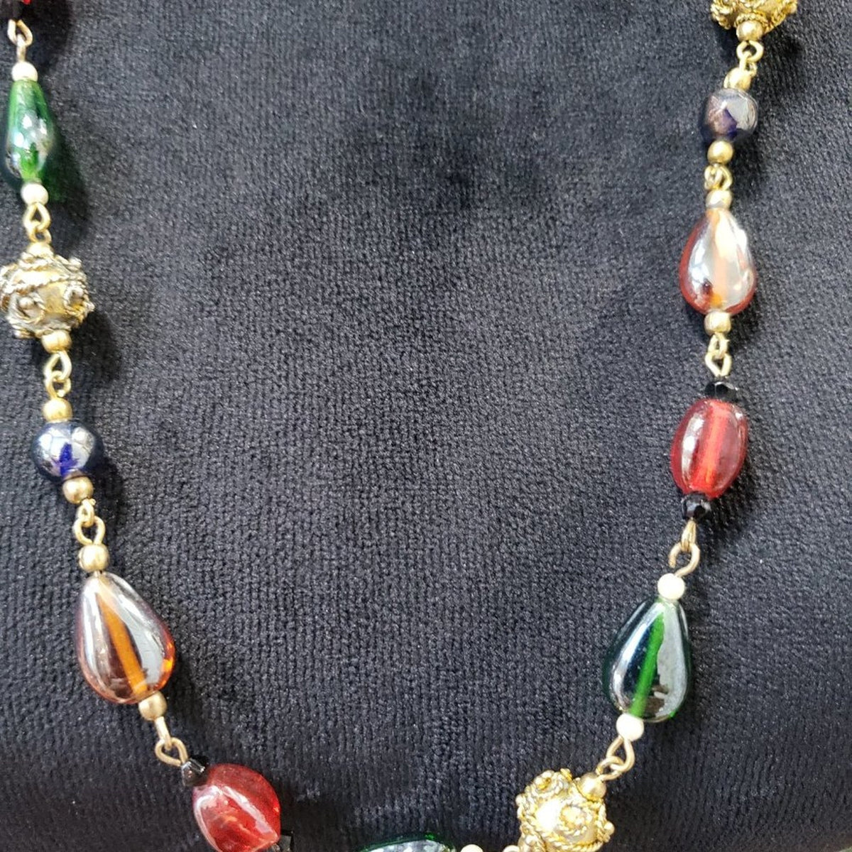 Women's Fashion Multicolor Beaded Long Necklace with Lobster Clasp