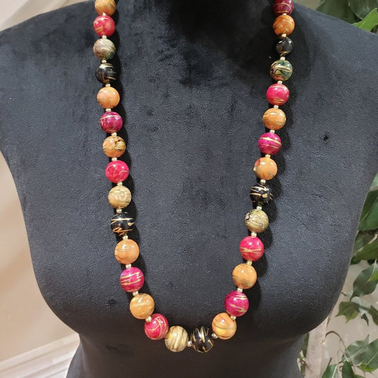 Womens Multicolor Beaded Single Strand Chunky Statement jewelry