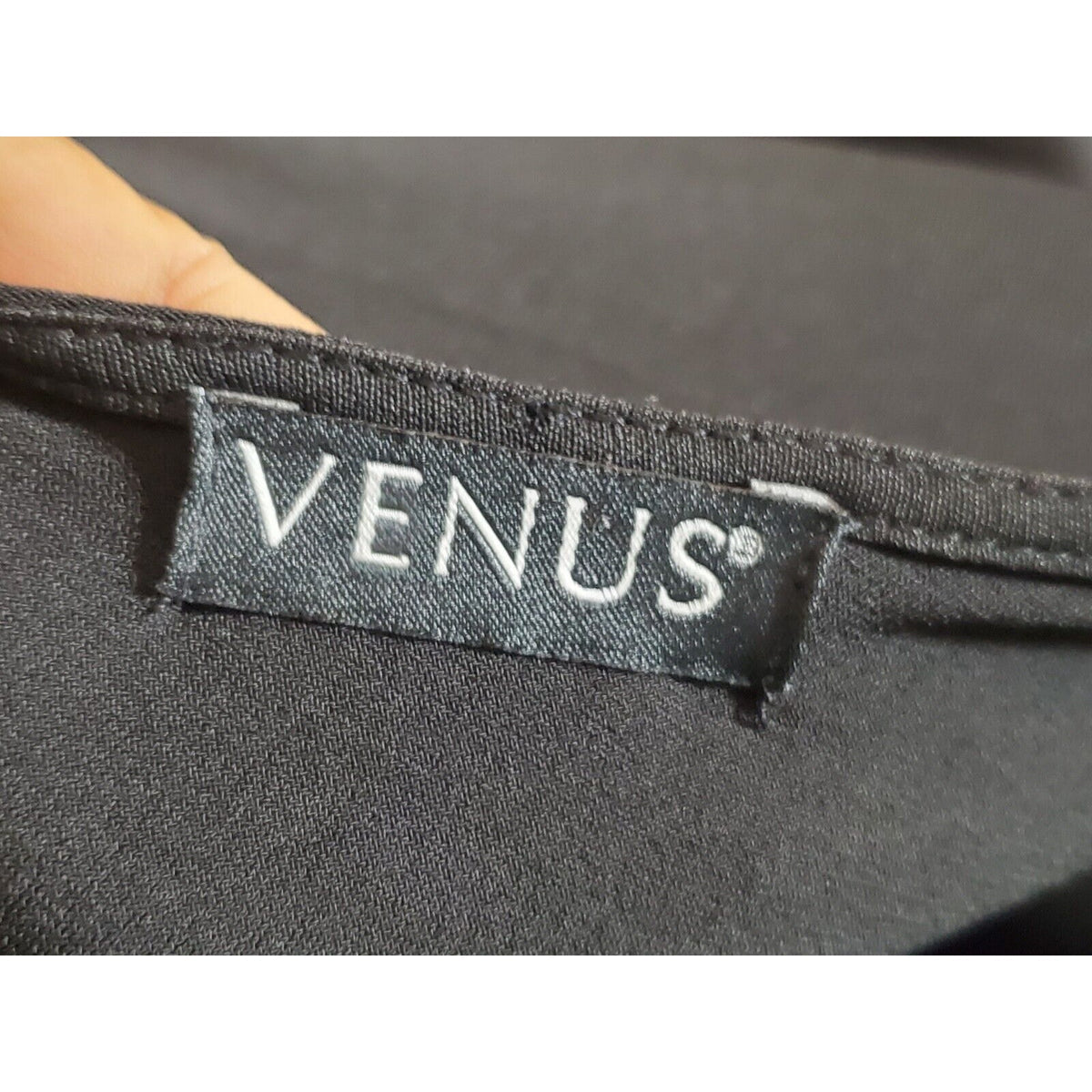 Venus Women's Black Solid Polyester One Shoulder Off Long Sleeve Long Maxi Dress