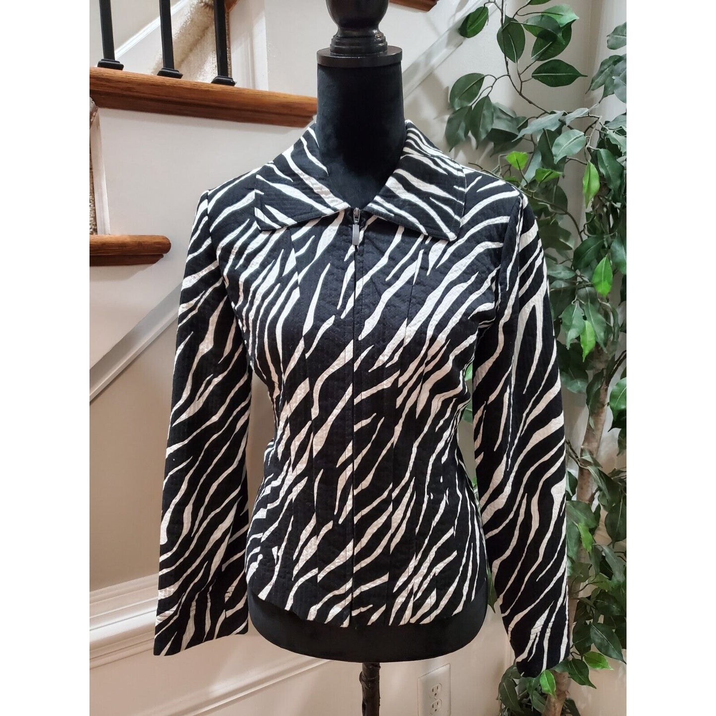 Requirements Women Black Cotton Long Sleeve Full Zip Front Casual Jacket Size S