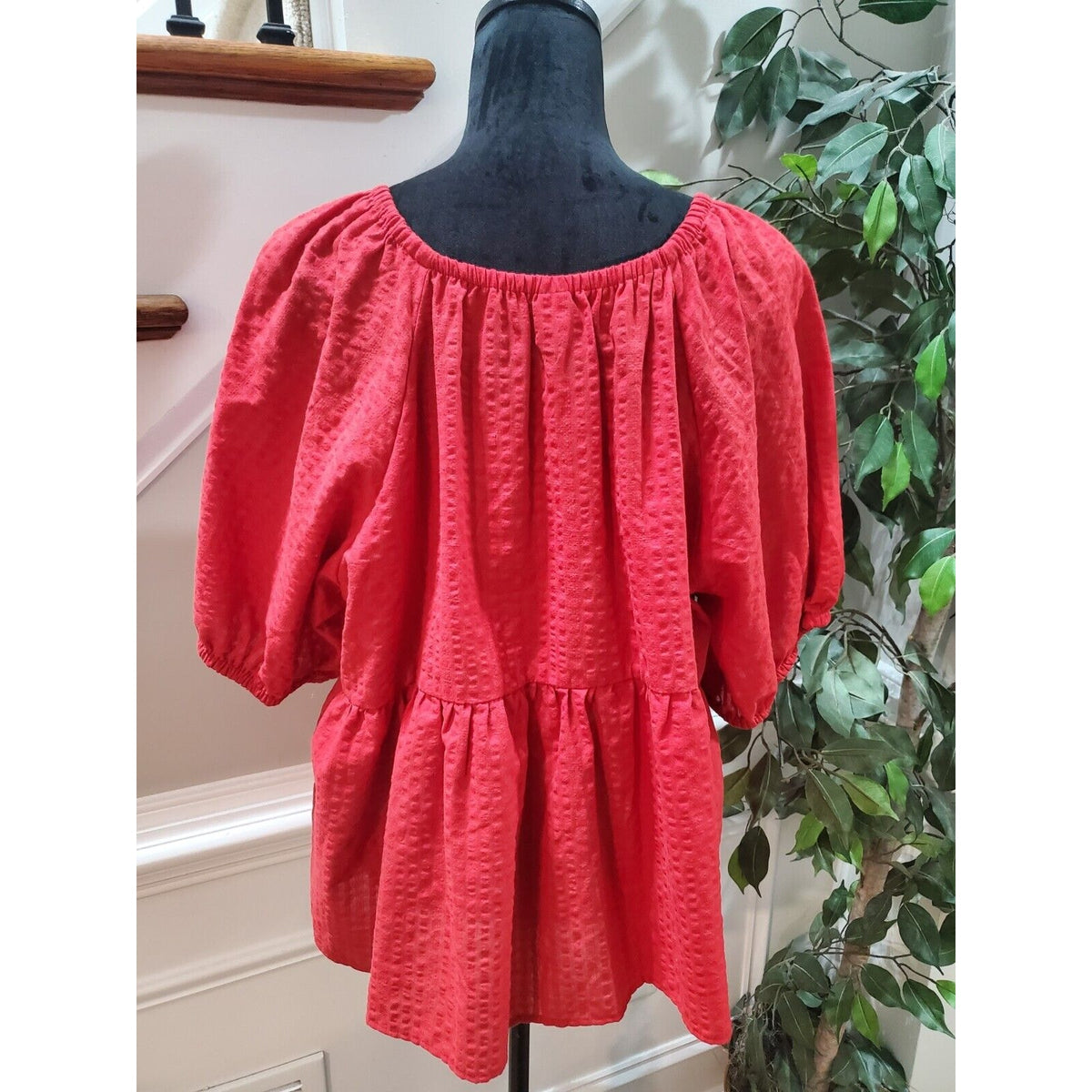 Old Navy Women's Red Cotton Round Neck 3/4 Sleeve Casual Top Blouse Size XXL