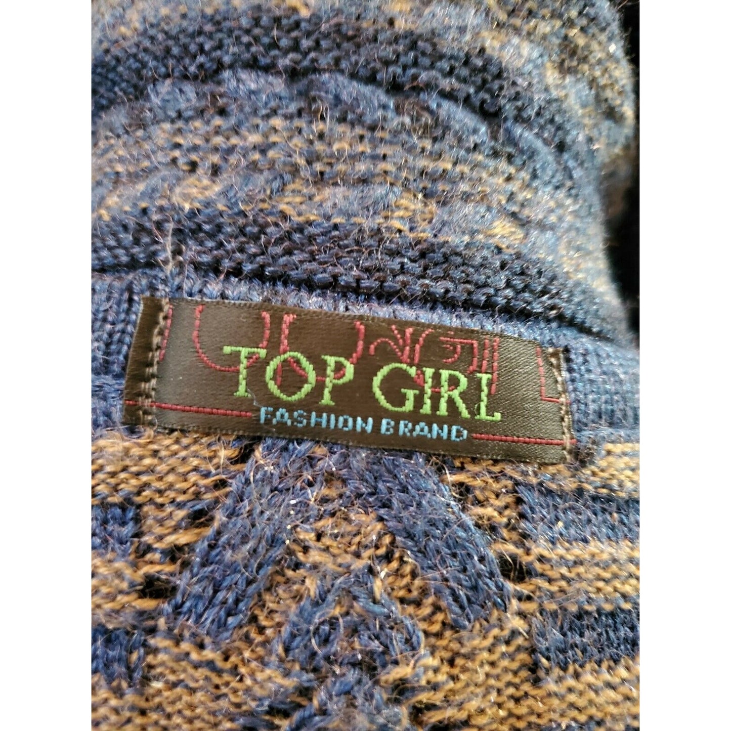 Vintage Top Girl Multicolor Blue Cotton Long Sleeve Button Casual Sweaters M