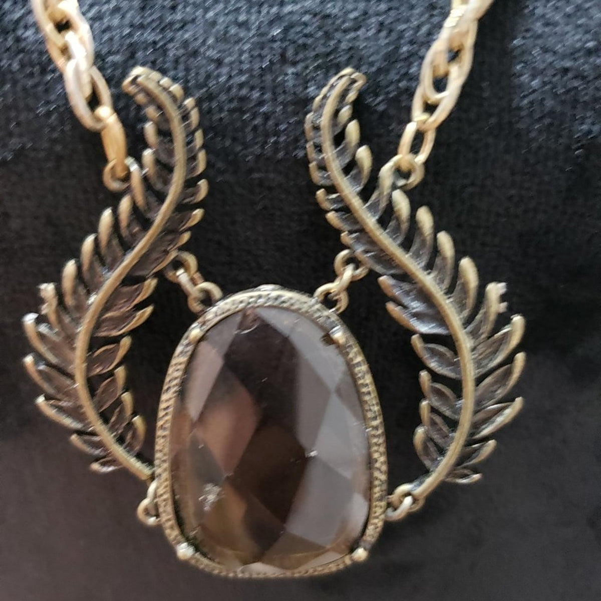 Womens Fashion Brown Gemstone Teardrop Pendant Necklace with Lobster Clasp