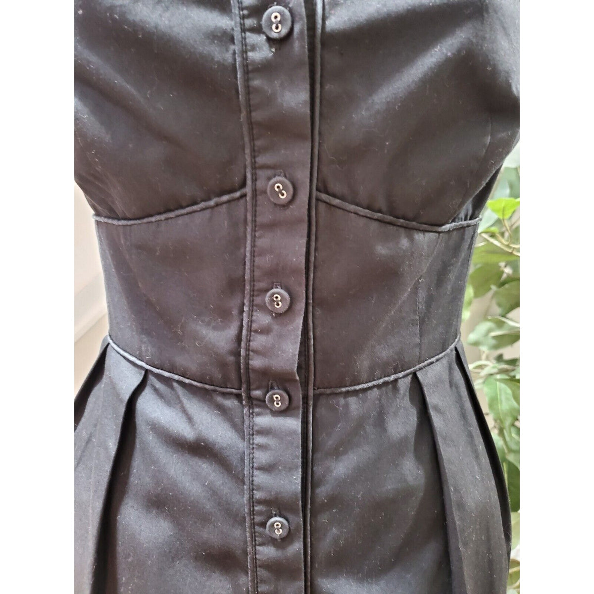 Nanette Lepore Women Black Solid Collared Sleeveless Casual Knee Length Dress 6
