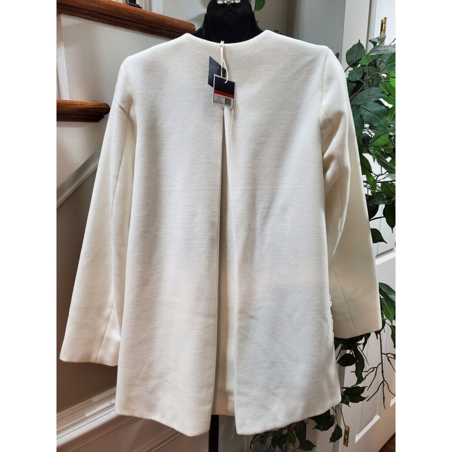Kaari Blue Women's White Polyester Long Sleeve Buttons Front Casual Coat Size XS
