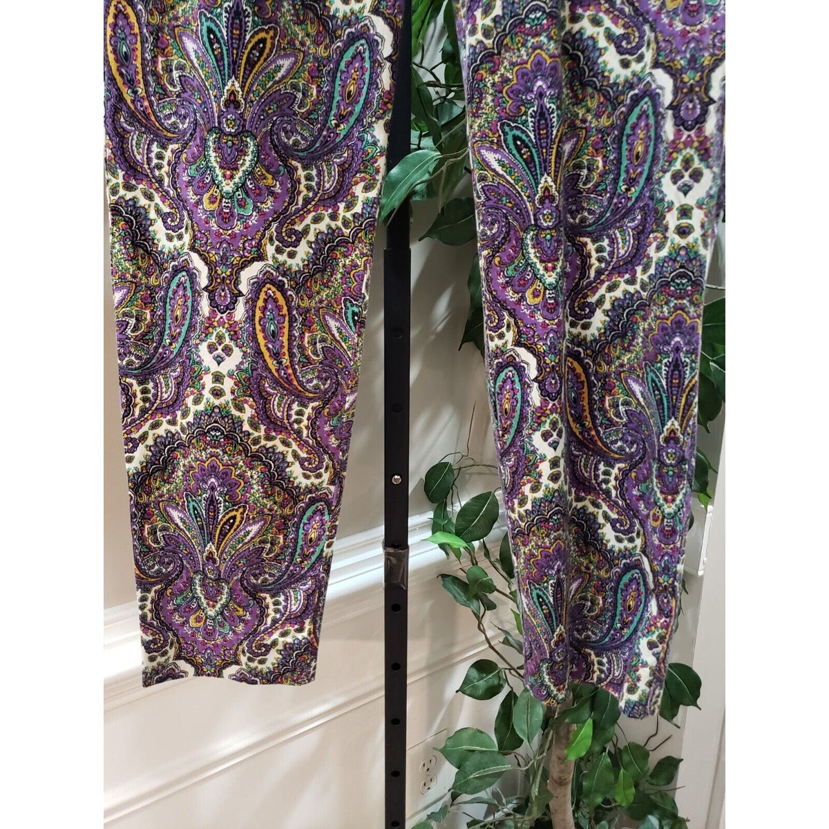 J. CREW City Fit Stretch Paisley Cotton Pockets Flat Front Casual Pants Size 0