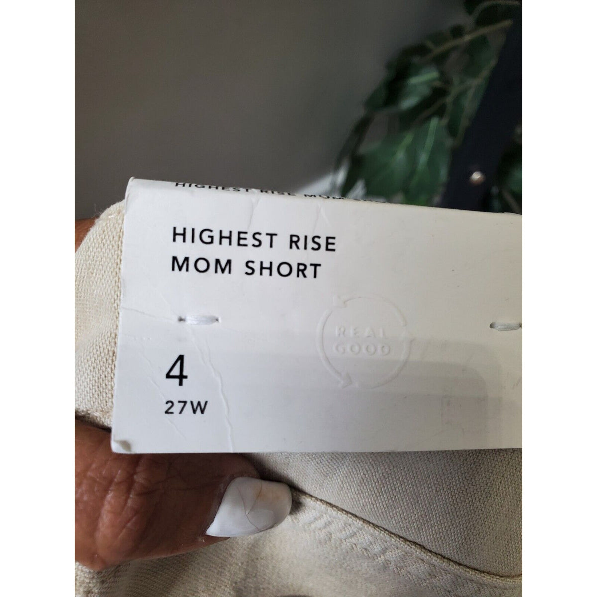 American Eagle Outfitters Womens Beige Solid Cotton High Rise Mom Shorts Size 4