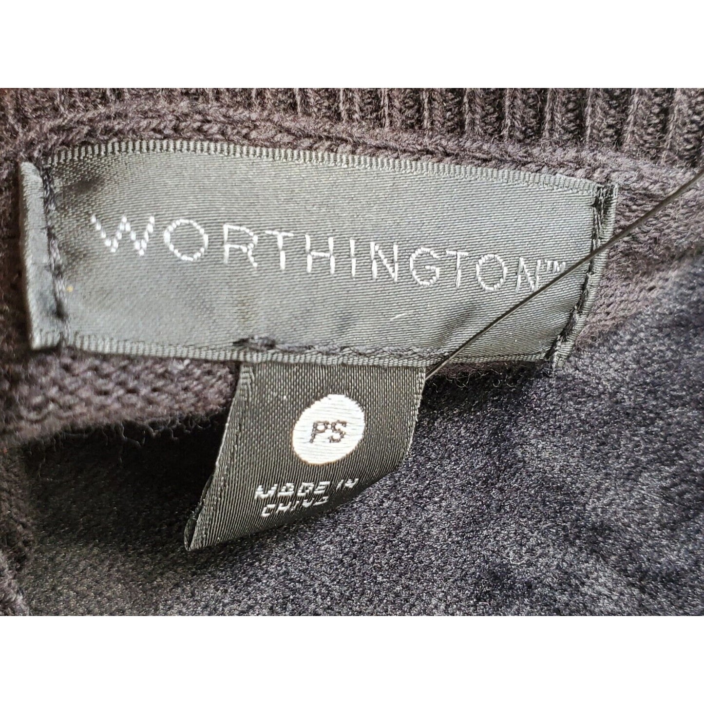 Worthington Black Embellished 3/4 Sleeve Sweater Size PS
