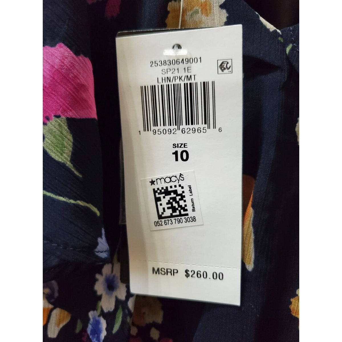 Ralph Lauren Navy Zipper Beaded Lined Darted Tiered Ruffled Floral Maxi Dress 10