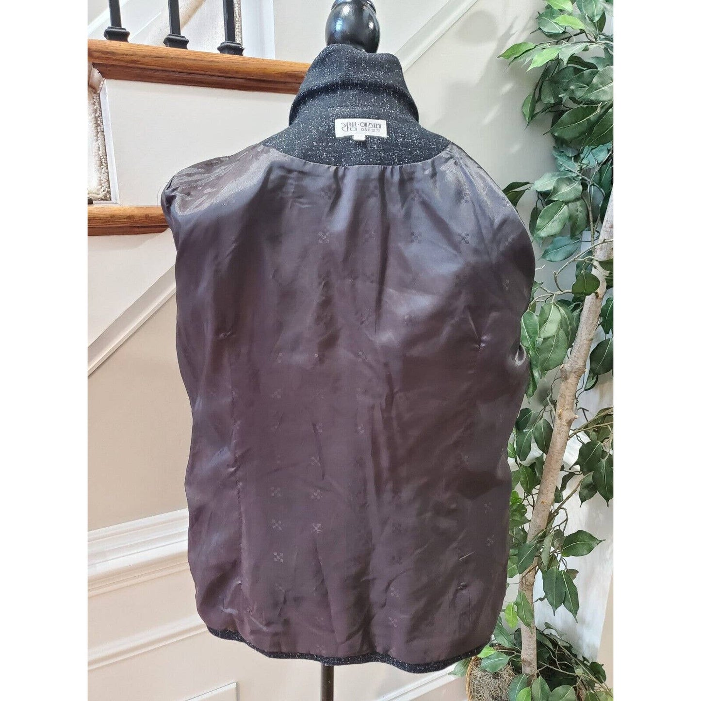 Women's Black Polyester Long Sleeve Single Breasted Fitted Vest & Blazer Medium