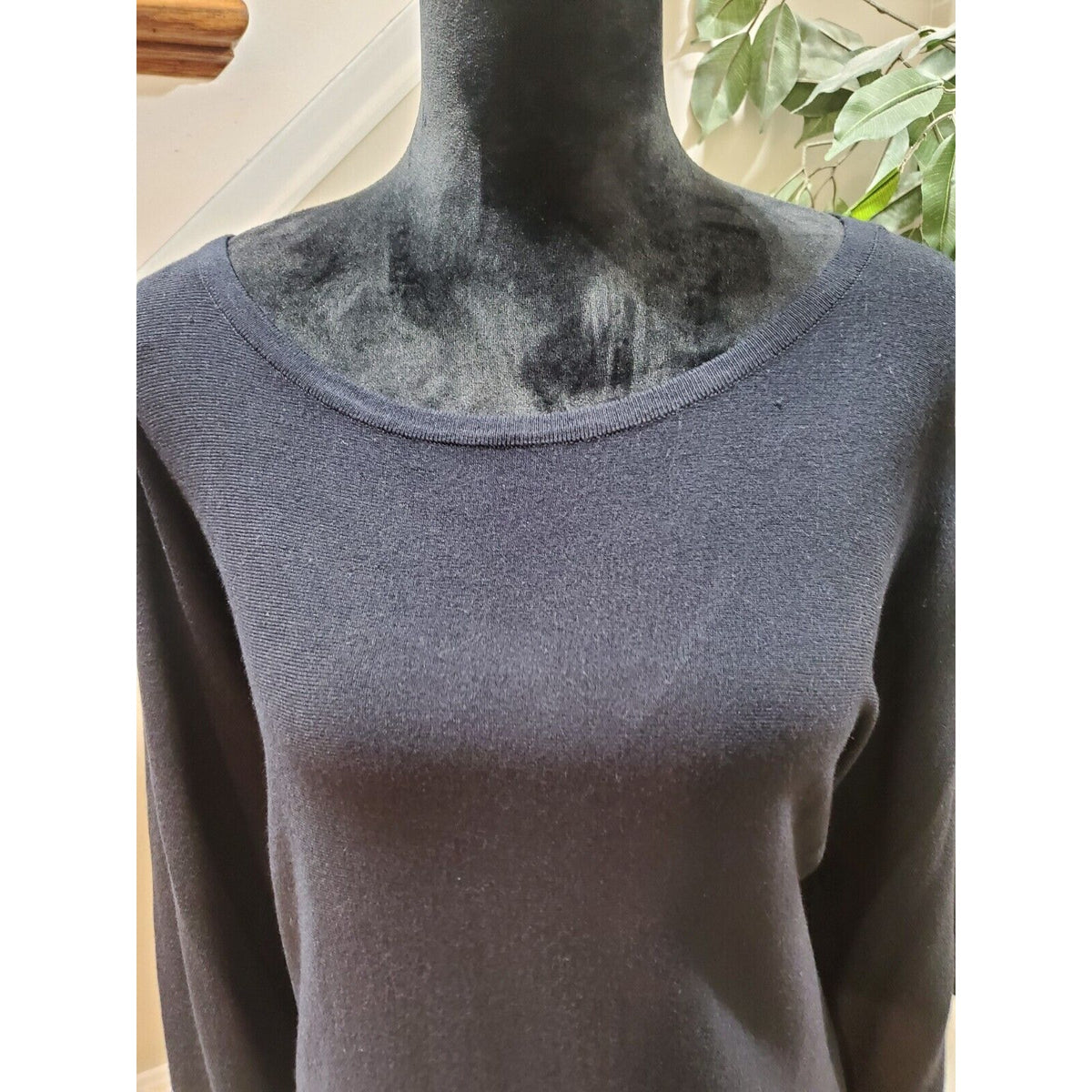 Alfani Women's Black Rayon Round Neck Long Sleeve Casual Top Blouse Size X-Large