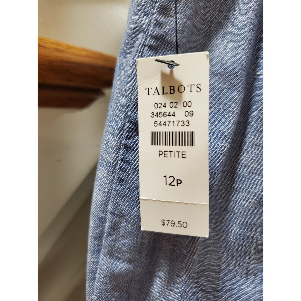 Talbots Womens Blue 100% Cotton Pockets Flat Front Straight Leg Pants Size 12P