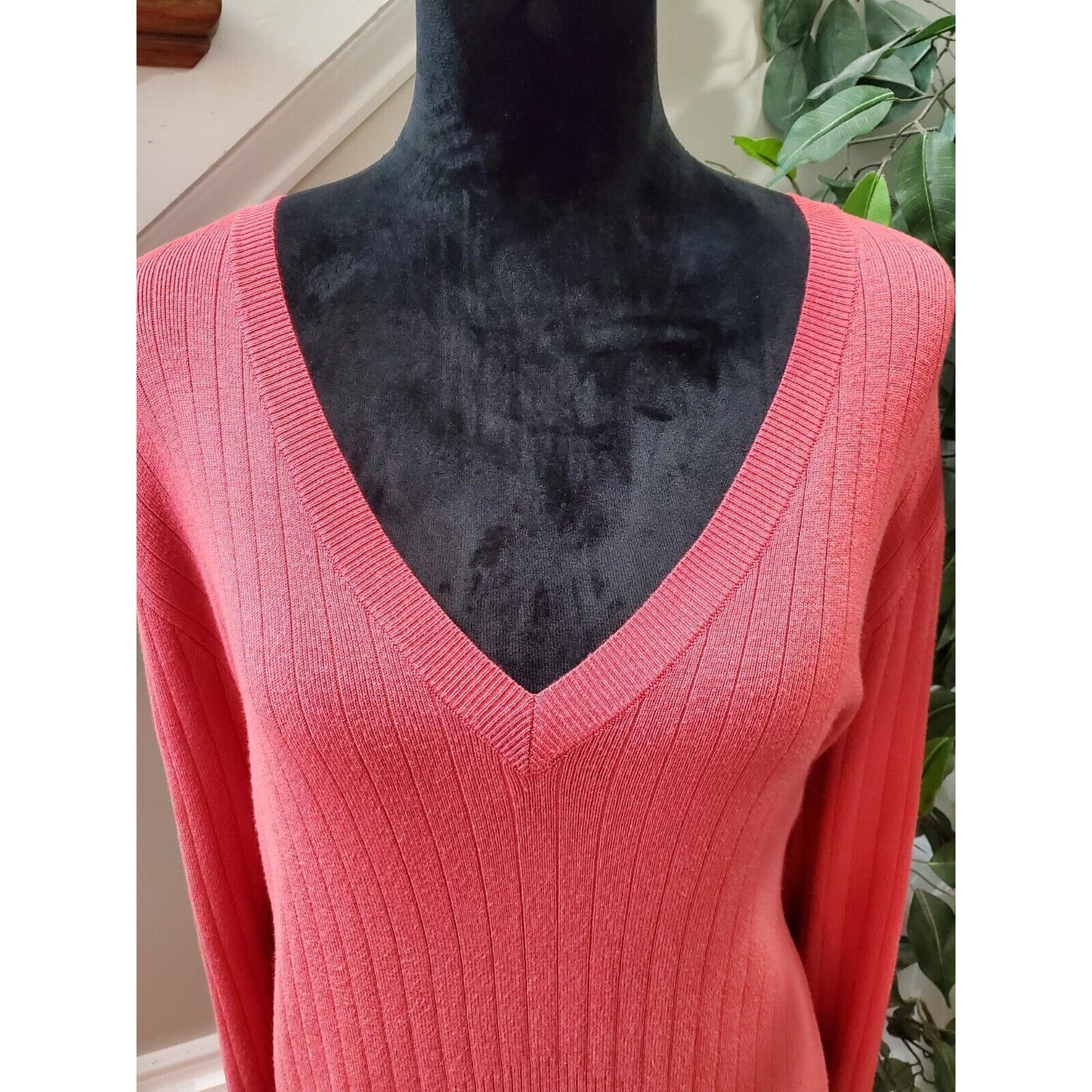 Lane Bryant Women's Pink Rayon V-Neck Long Sleeve Casual Top Blouse Size 22/24