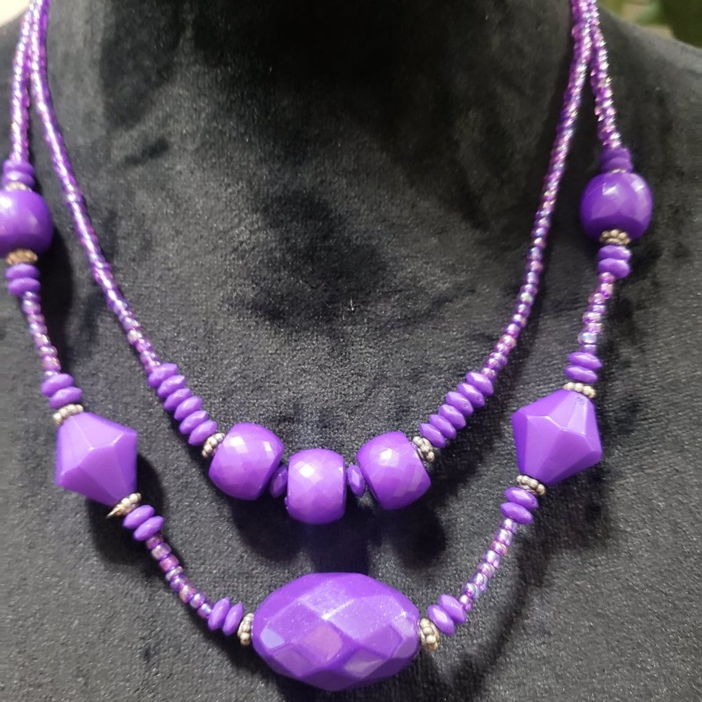 Women's Purple Round Shape Double Layer Beaded Fashion Necklace