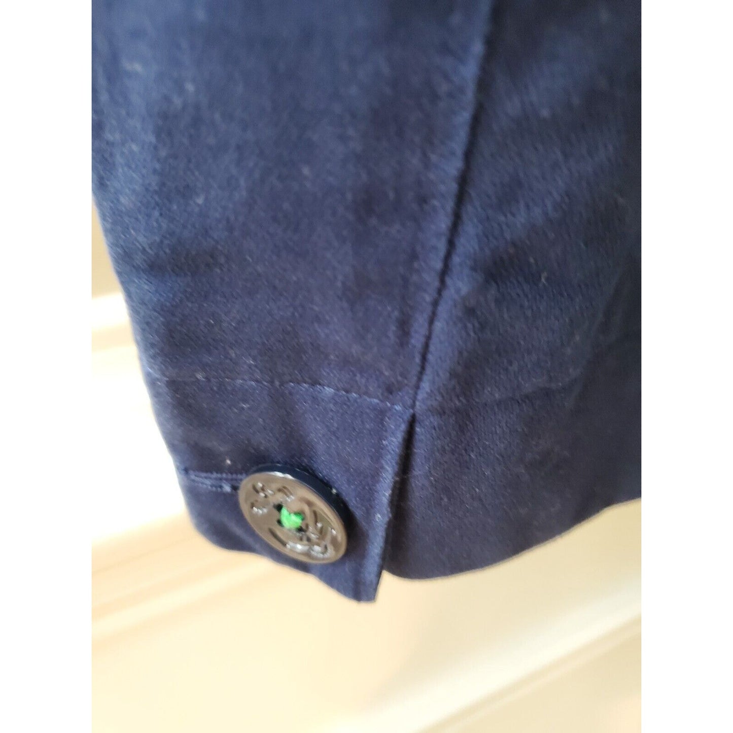 Isaac Mizrahi Women's Blue Cotton Double Breasted Long Sleeve Jacket Blazer 12