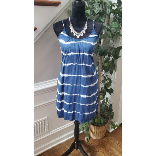 Madewell Women’s Blue White 100% Cotton Scoop Neck Sleeveless Dress Size XS