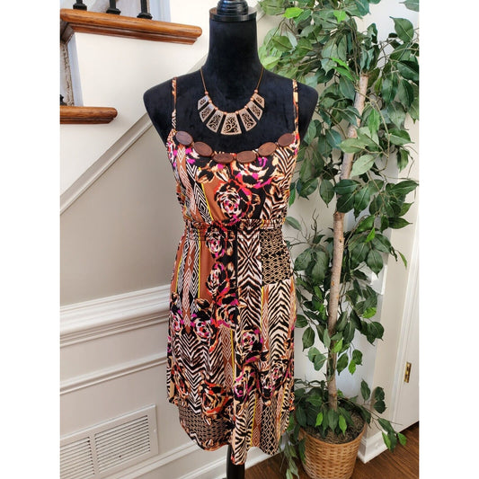 BISOU BISOU Women's Multicolor Sleeveless Scoop Neck Knee Length Dress Size 14