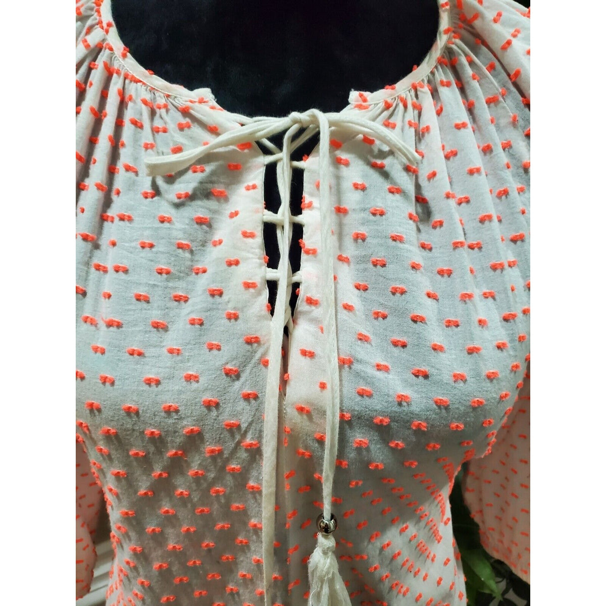Victoria's Secret Women's White Cotton Round Neck Long Sleeve Top Blouse Size XS