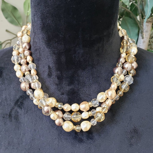 Womens Fashions Multicolor Faux Glass Beaded Collar Necklace with Lobster Clasp