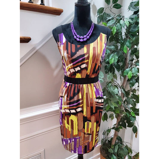 Donna Ricco Women Multicolor Polyester Round Neck Sleeveless Knee Length Dress 8