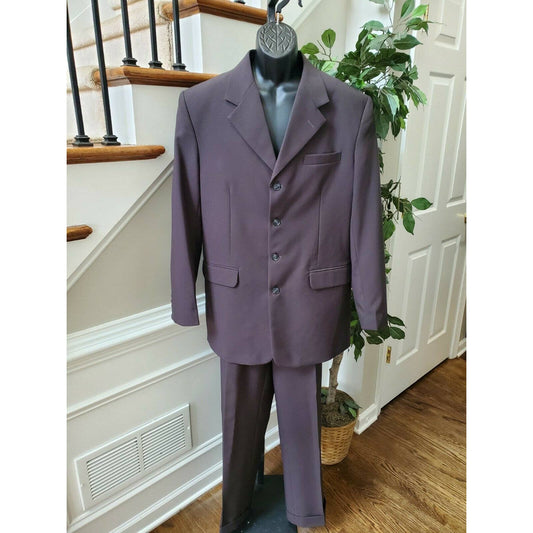 Lucelli Men's Gray Solid Polyester Single Breasted Blazer & Pant Two Piece Suits