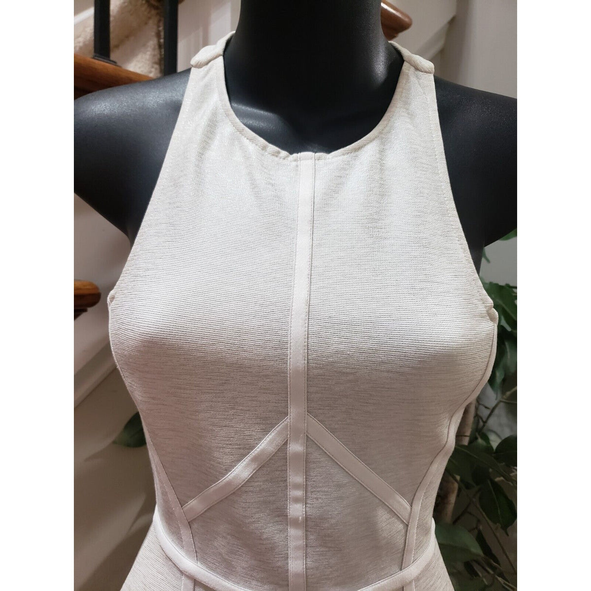 Top Shop Womens White Viscose Sleeveless Round Neck Knee Length Dress Petite 0